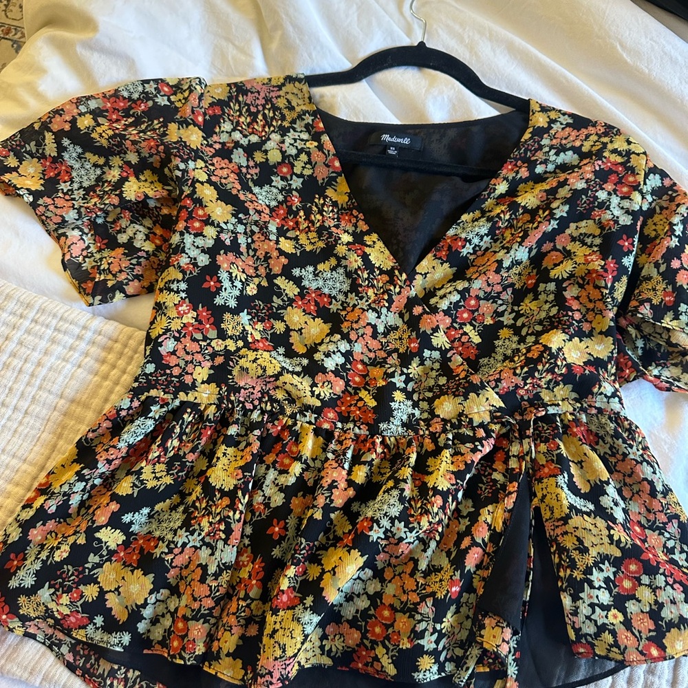 Madewell Floral Peplum Top
